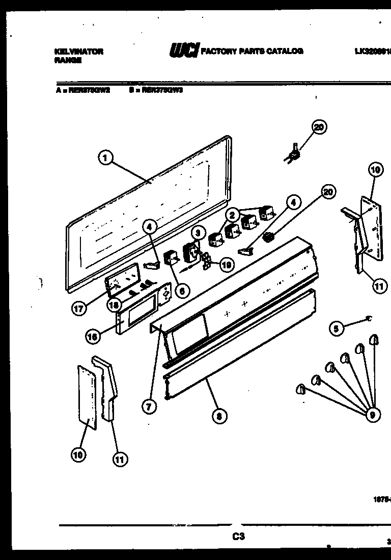 Kelvinator RER375GD3 backguard parts diagram