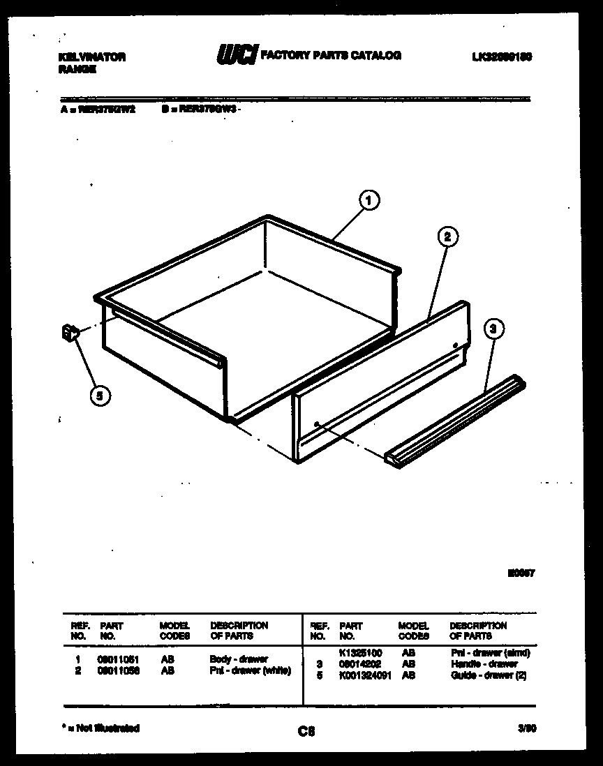 Kelvinator RER375GD3 drawer parts diagram