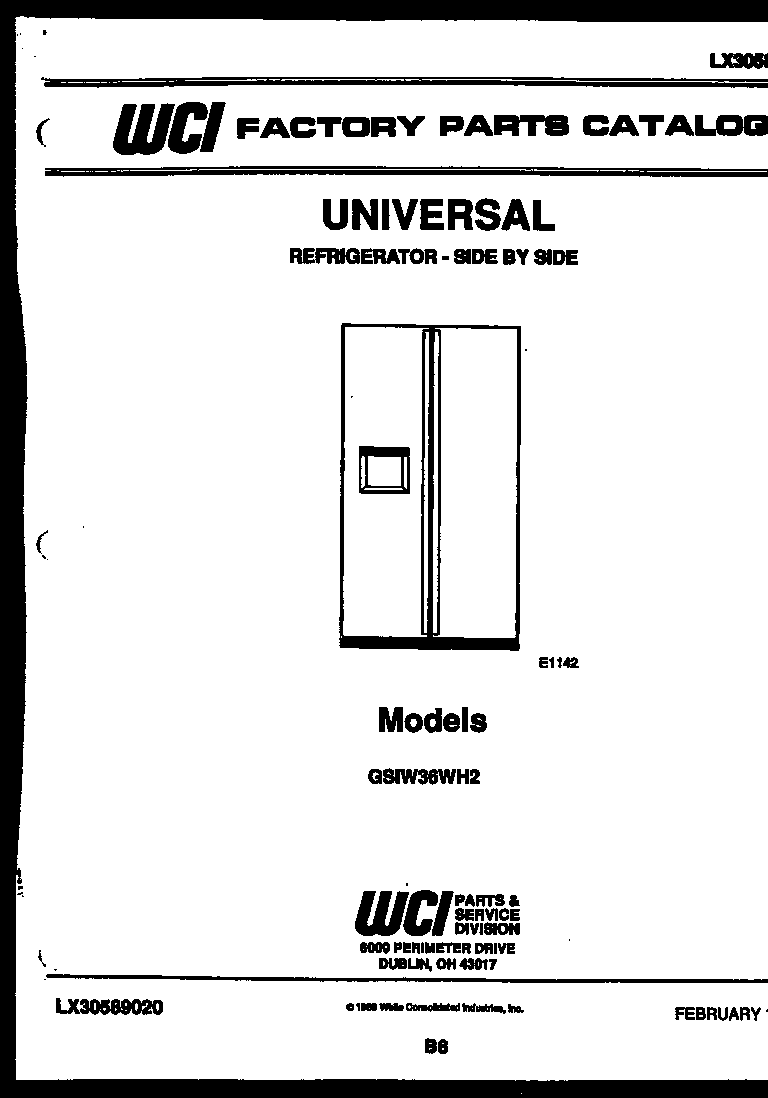 Frigidaire GSIW36HH2 cover page diagram