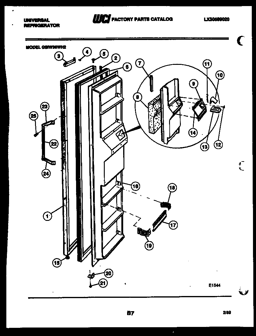 Frigidaire GSIW36HH2 freezer door parts diagram