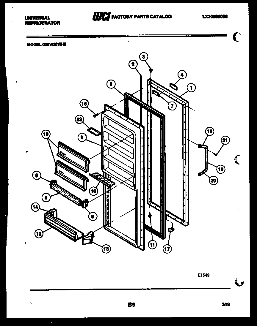 Frigidaire GSIW36HH2 refrigerator door parts diagram