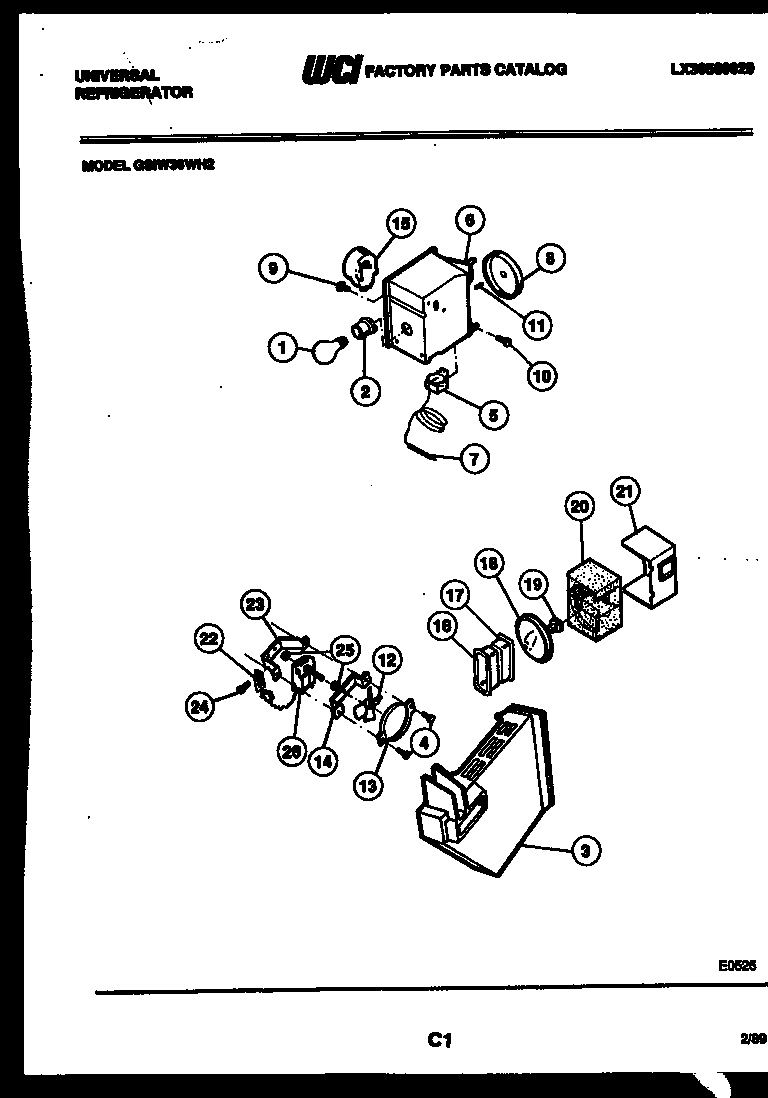 Frigidaire GSIW36HH2 refrigerator control assembly, damper control assembly and f diagram