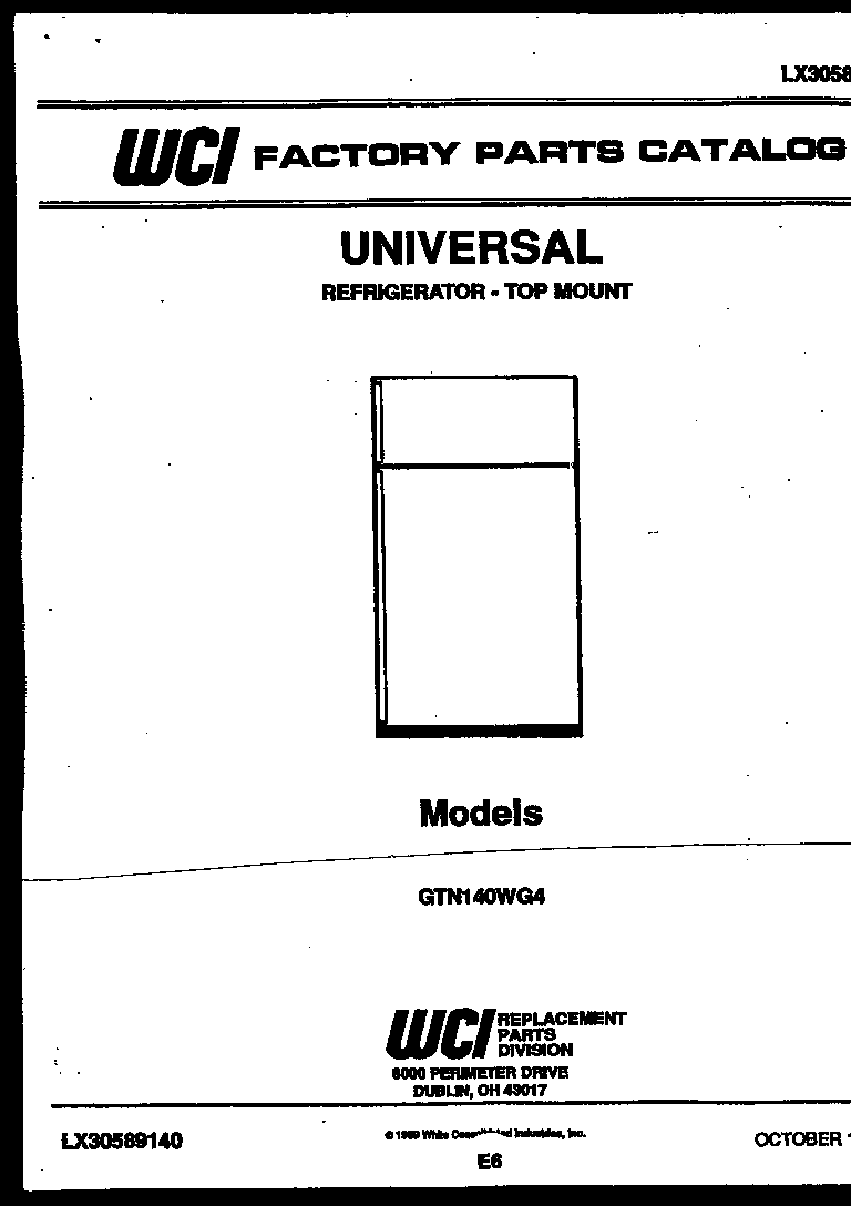 Kelvinator GTN140AH4 cover page diagram