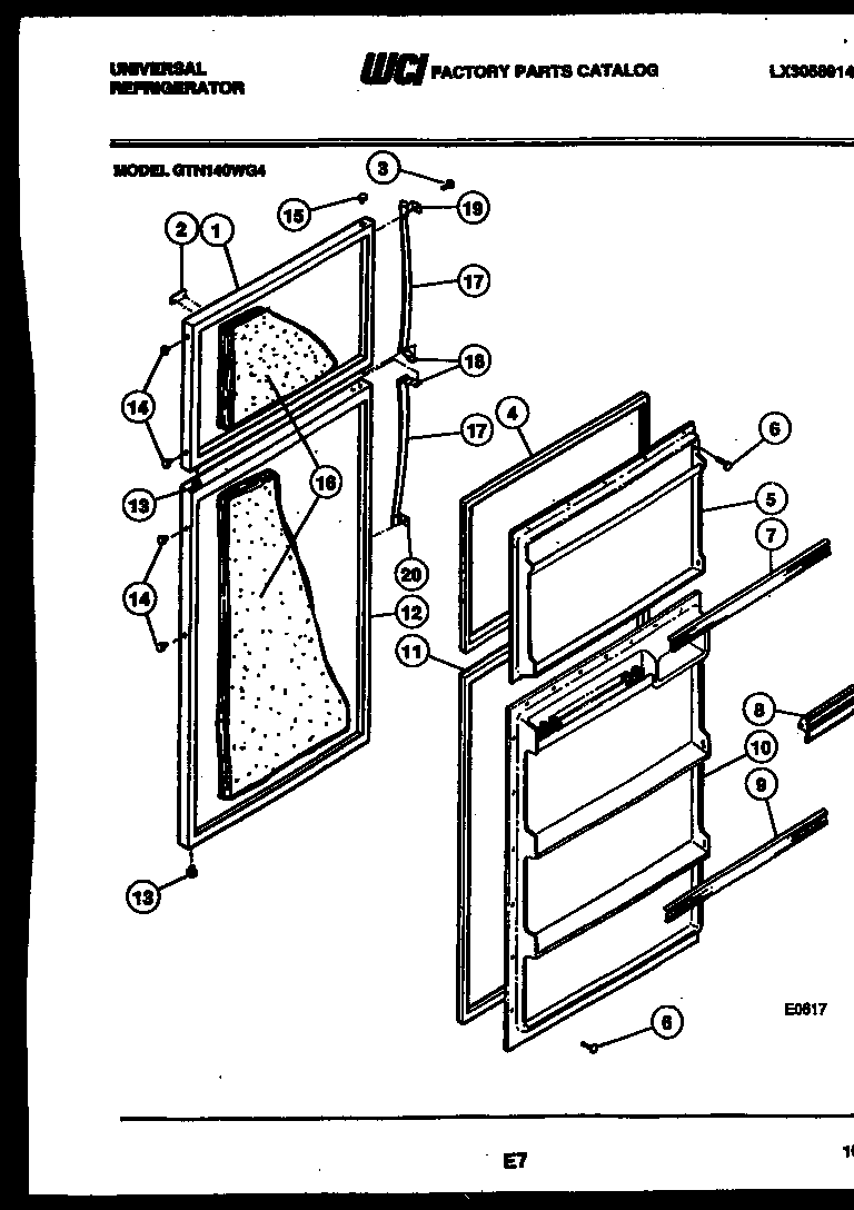 Kelvinator GTN140AH4 door parts diagram