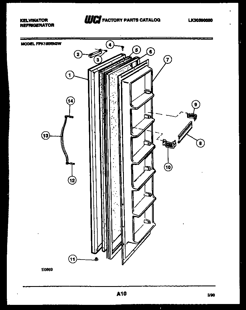 Kelvinator FPK190EN3F freezer door parts diagram