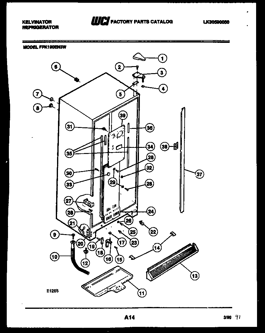 Kelvinator FPK190EN3F cabinet parts diagram