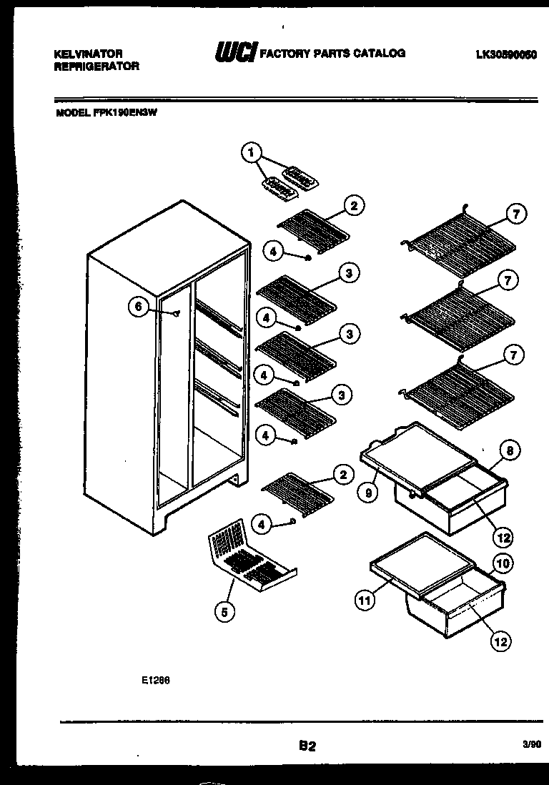 Kelvinator FPK190EN3F shelves and supports diagram