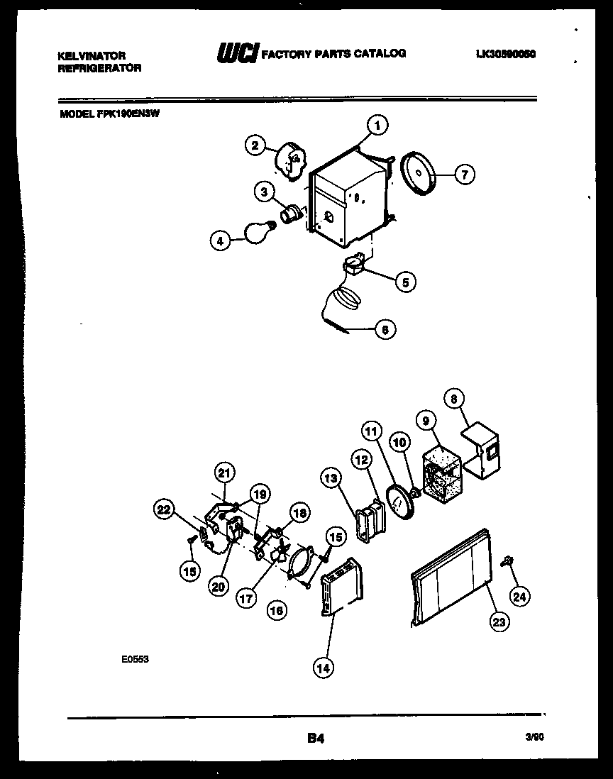 Kelvinator FPK190EN3F refrigerator control assembly, damper control assembly and f diagram