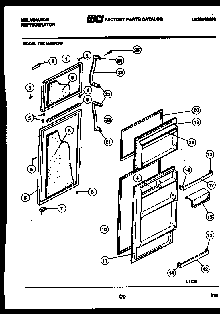 Kelvinator TSK160EN3W door parts diagram