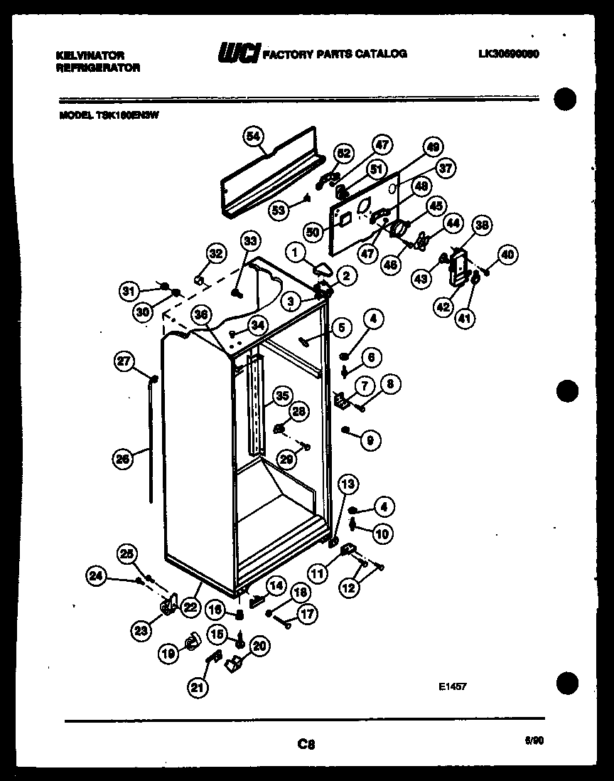 Kelvinator TSK160EN3W cabinet parts diagram