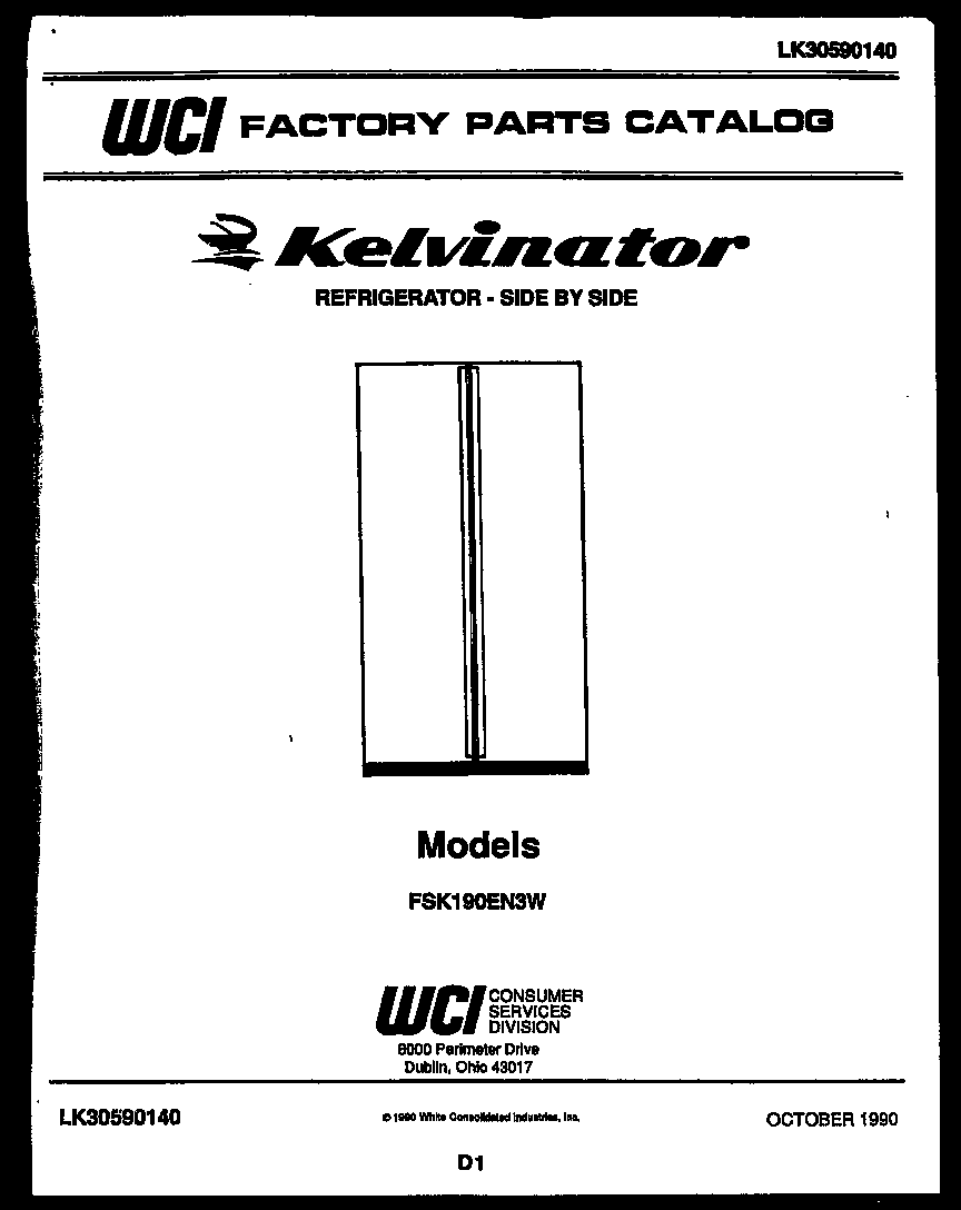 Kelvinator FSK190EN3W cover page diagram