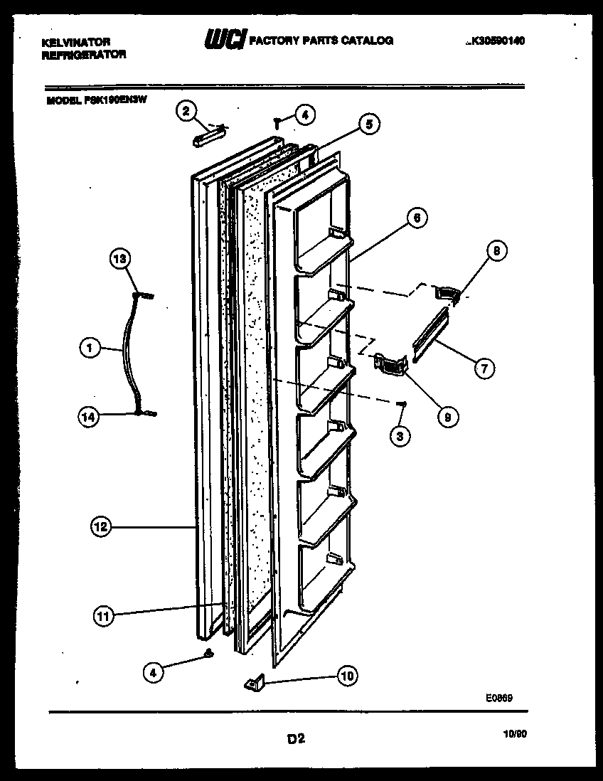 Kelvinator FSK190EN3W freezer door parts diagram