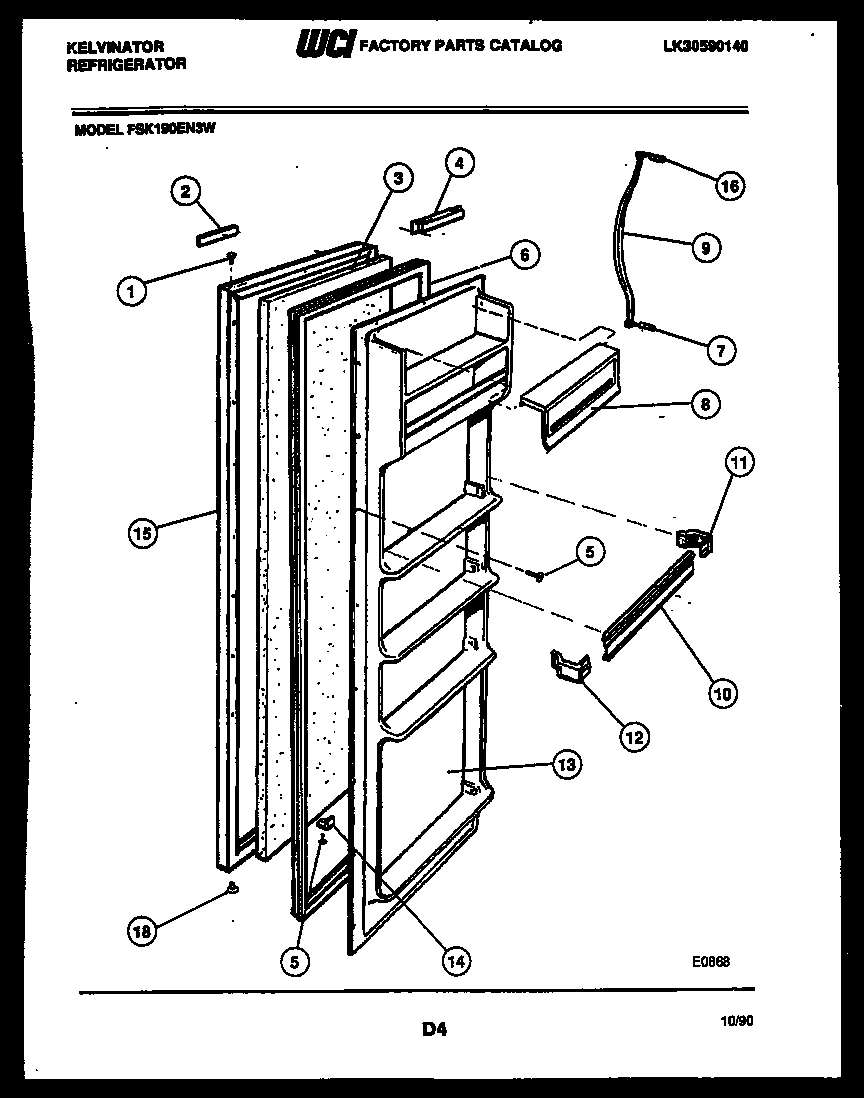 Kelvinator FSK190EN3W refrigerator door parts diagram