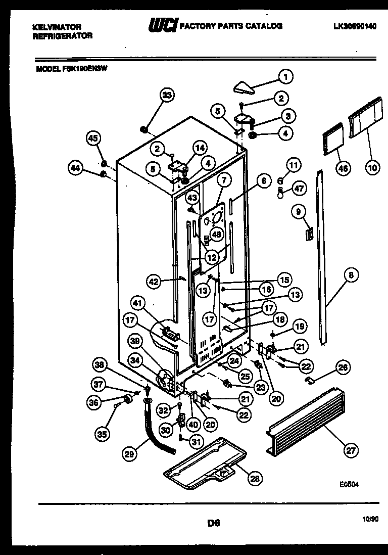 Kelvinator FSK190EN3W cabinet parts diagram