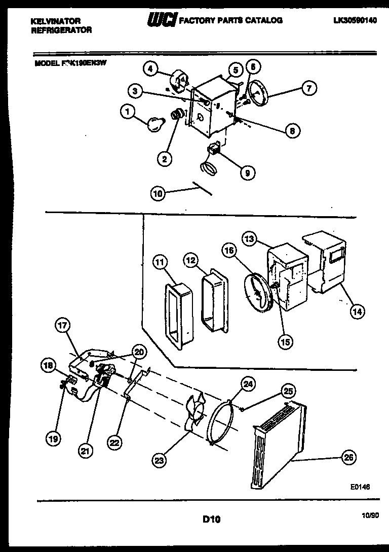 Kelvinator FSK190EN3W refrigerator control assembly, damper control assembly and f diagram