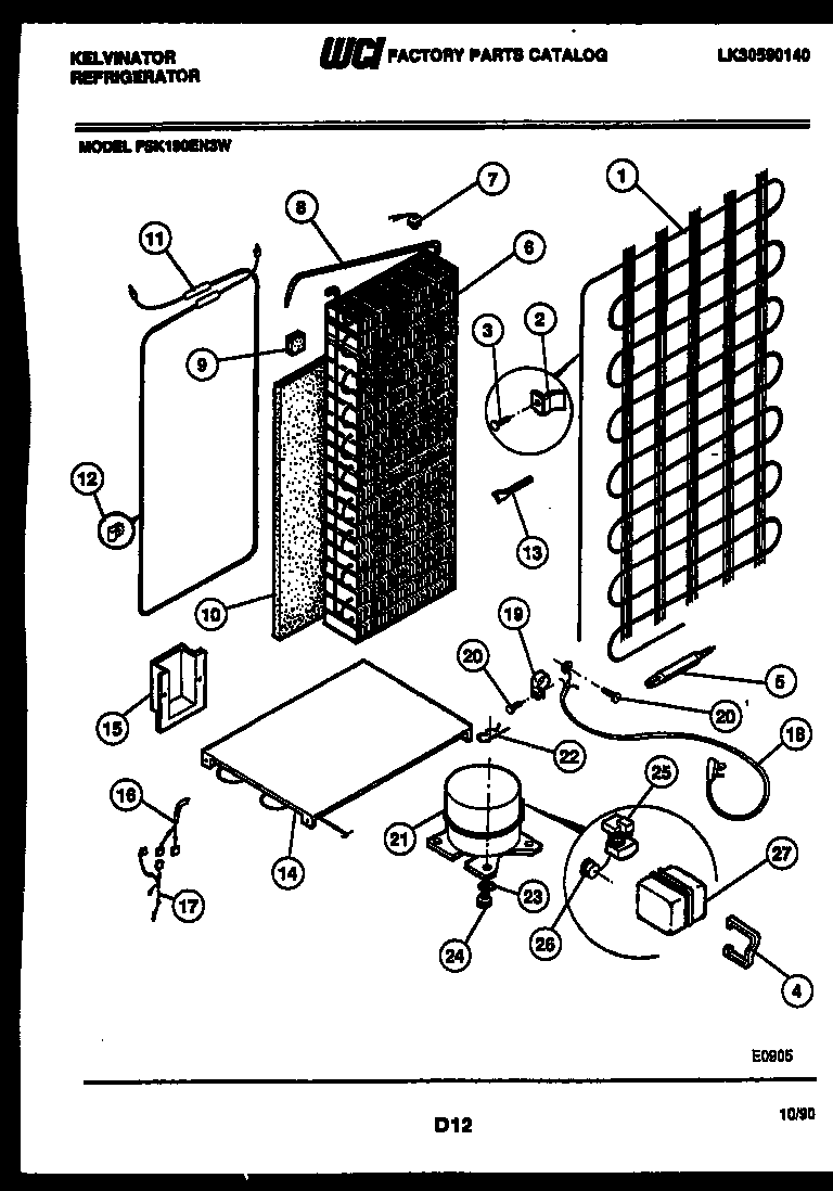 Kelvinator FSK190EN3W system and automatic defrost parts diagram