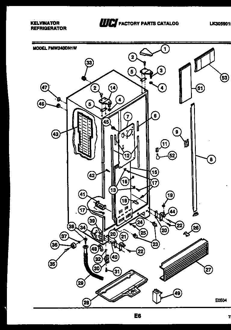 Kelvinator FMW240DN1W cabinet parts diagram