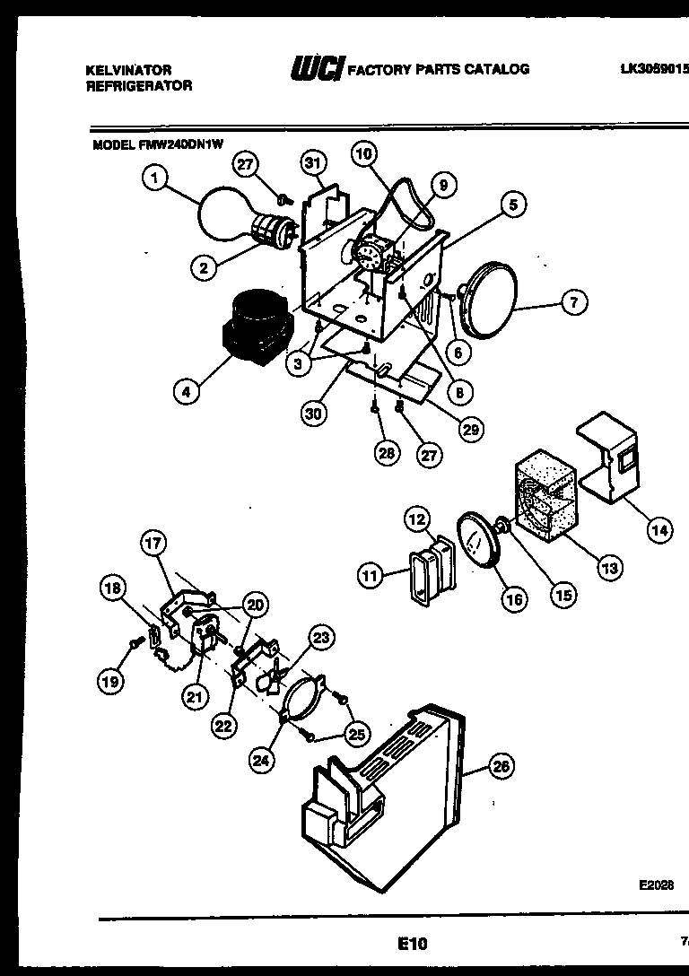 Kelvinator FMW240DN1W refrigerator control assembly, damper control assembly and f diagram