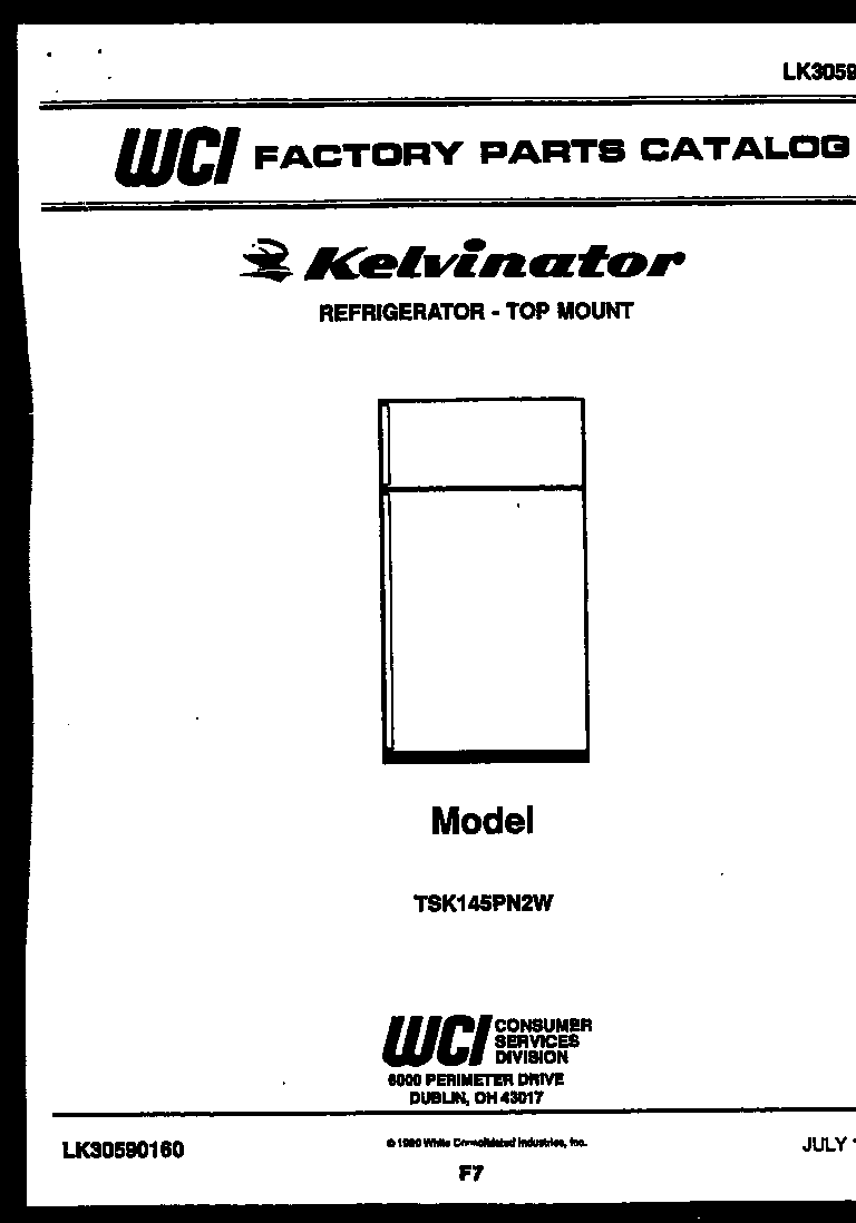 Kelvinator TSK145PN2T cover page diagram