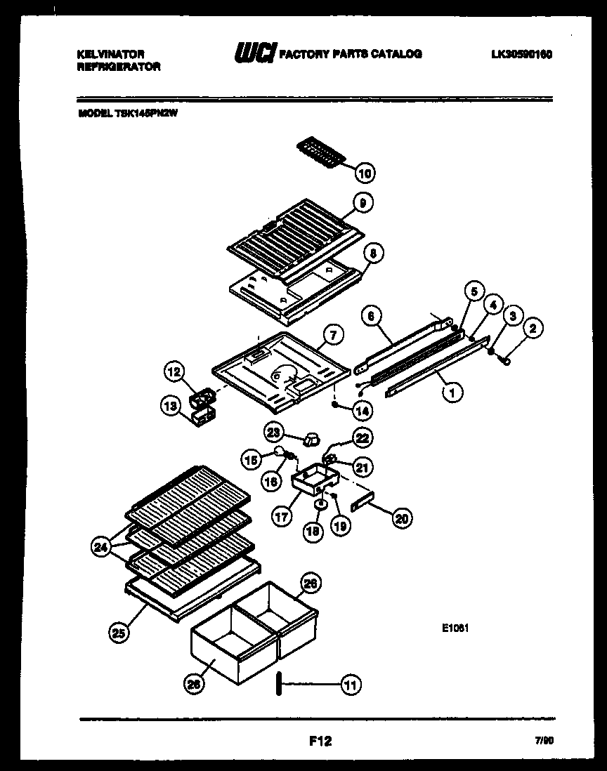 Kelvinator TSK145PN2T shelves and supports diagram