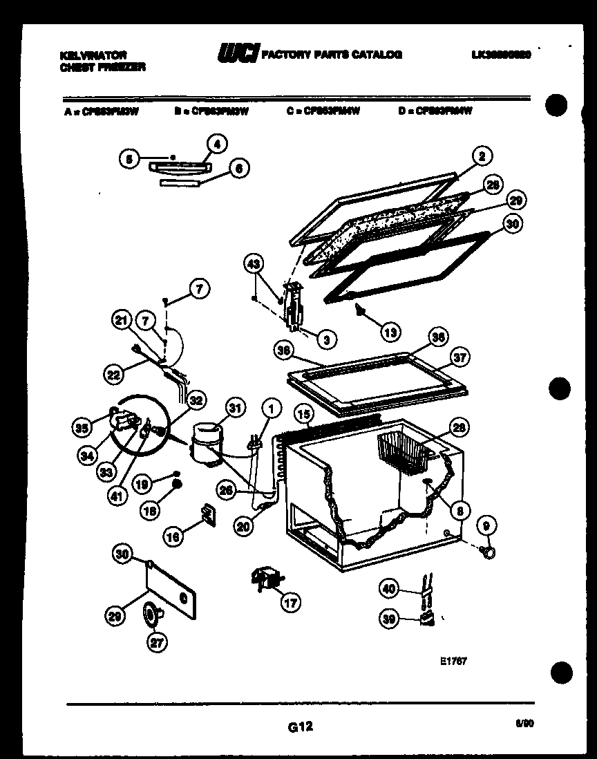 Kelvinator CFS83FM3W chest freezer parts diagram
