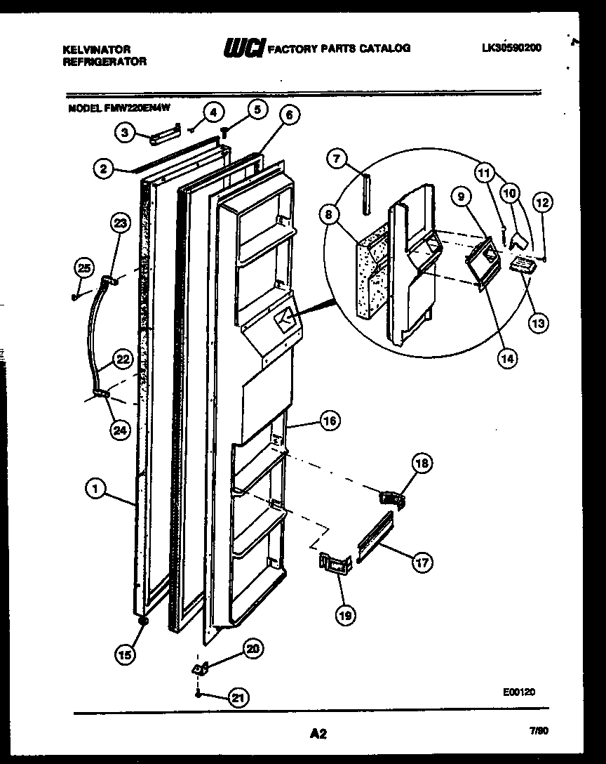 Kelvinator FMW220EN4V freezer door parts diagram