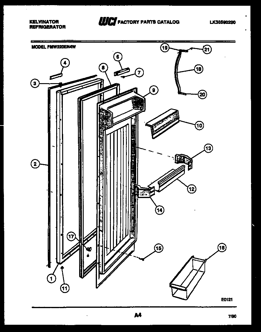 Kelvinator FMW220EN4V refrigerator door parts diagram
