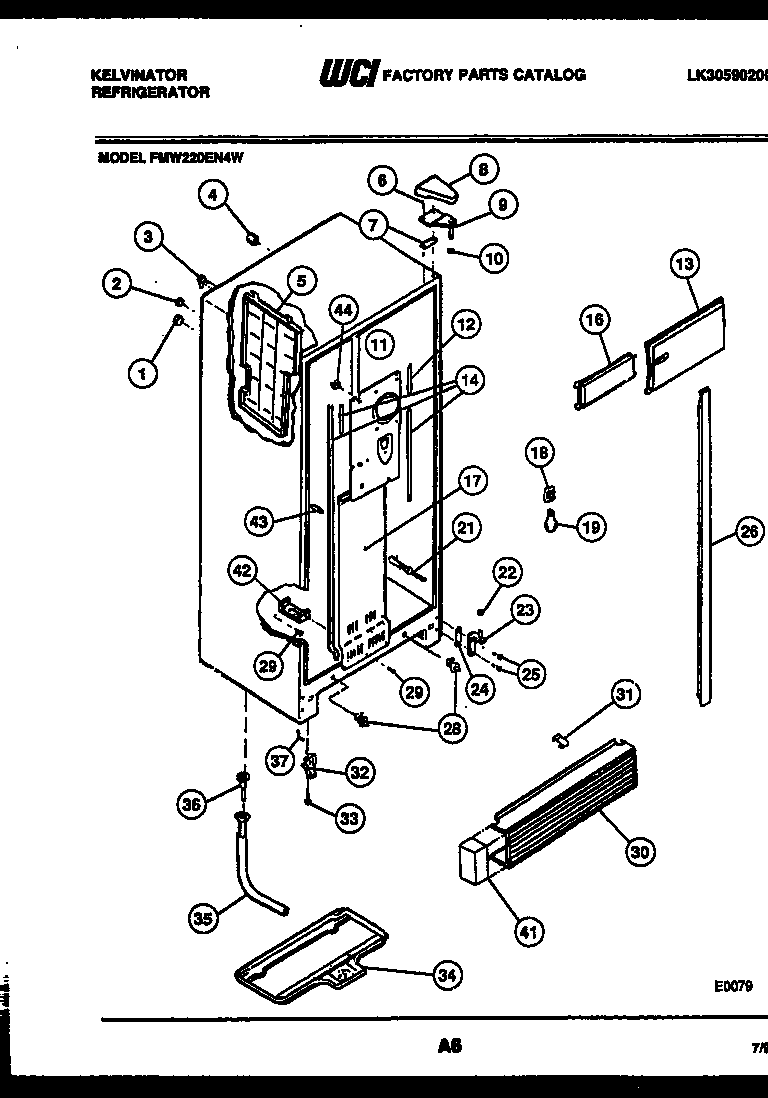 Kelvinator FMW220EN4V cabinet parts diagram