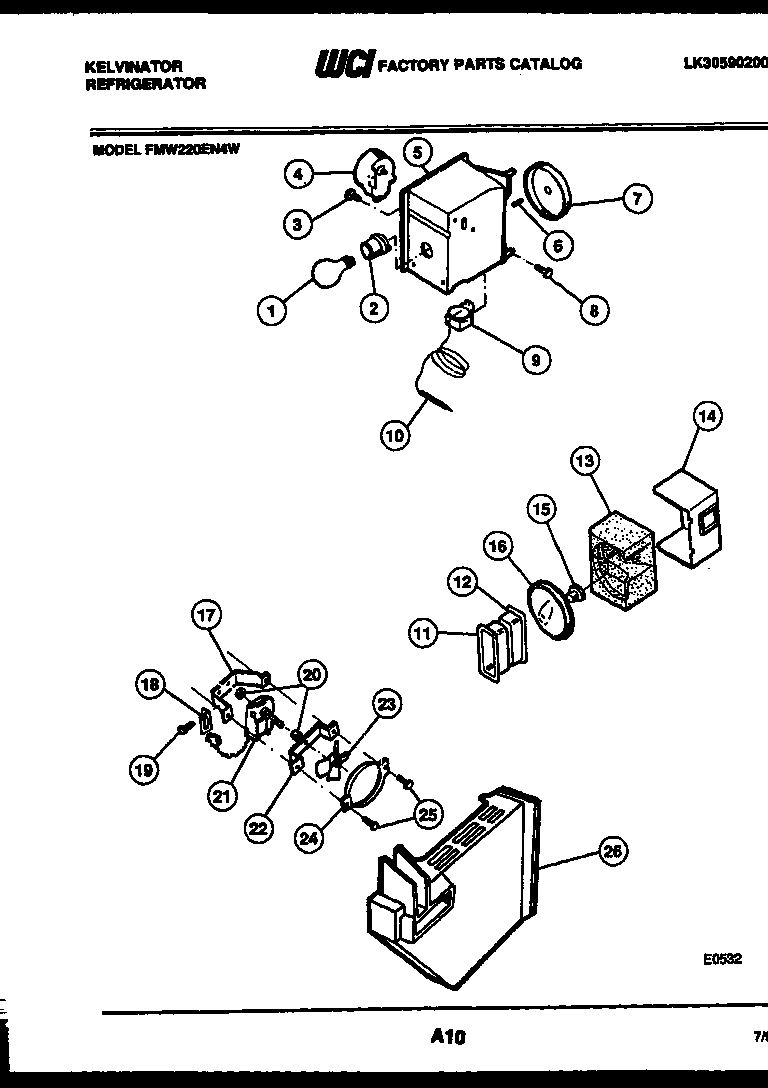 Kelvinator FMW220EN4V refrigerator control assembly, damper control assembly and f diagram