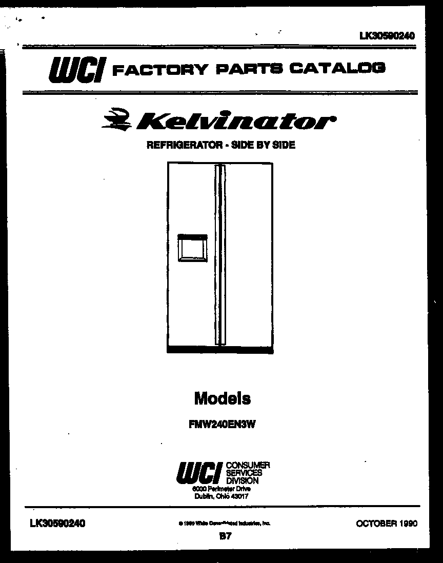 Kelvinator FMW240EN3W cover page diagram