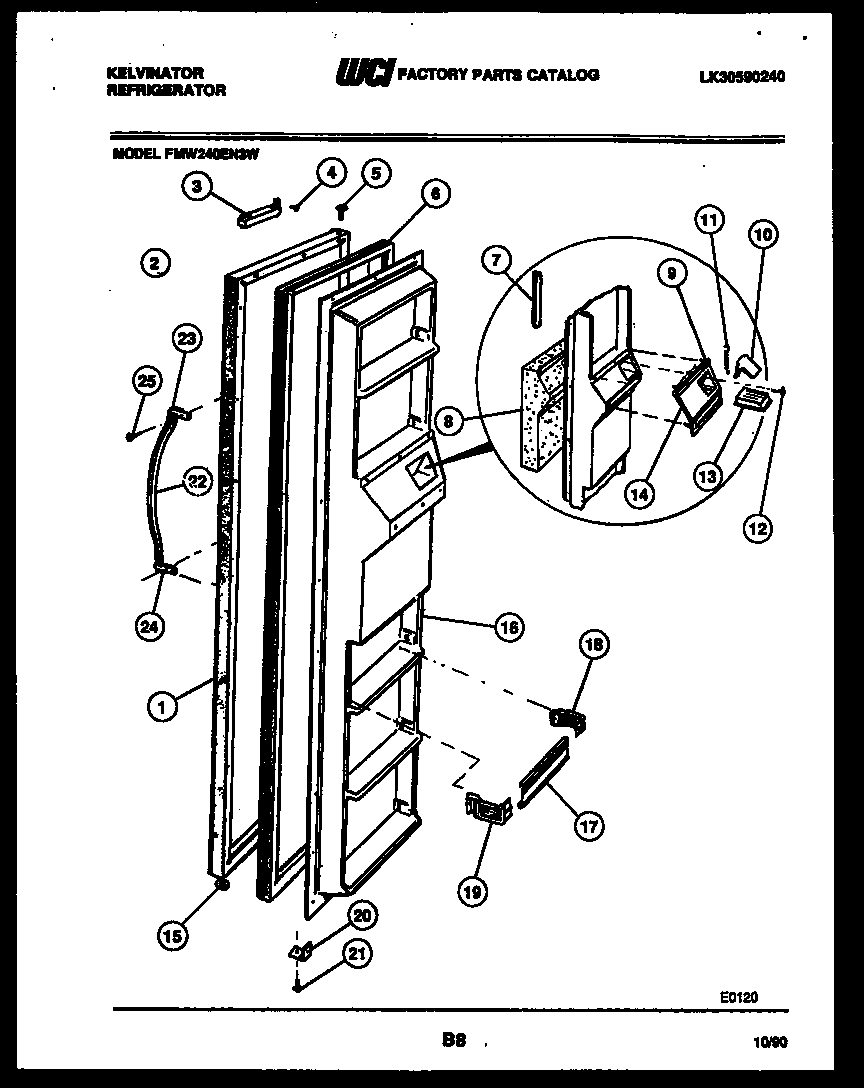 Kelvinator FMW240EN3W freezer door parts diagram