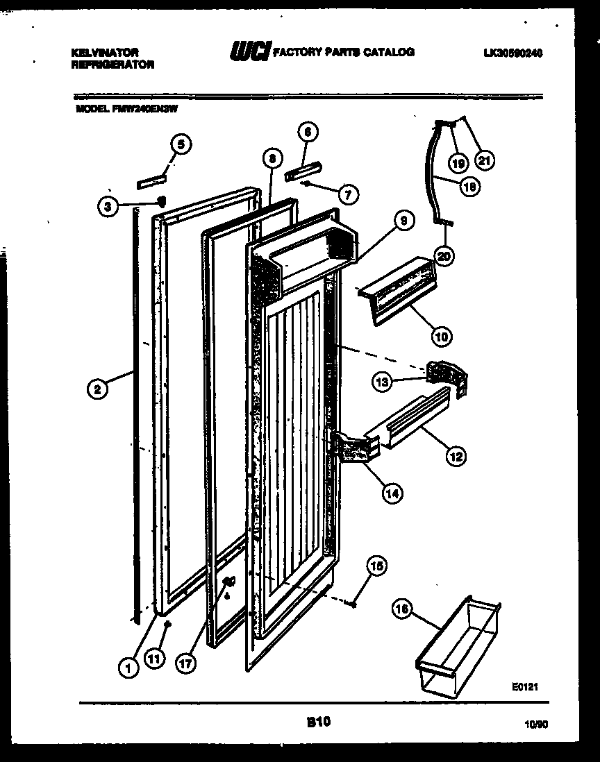 Kelvinator FMW240EN3W refrigerator door parts diagram