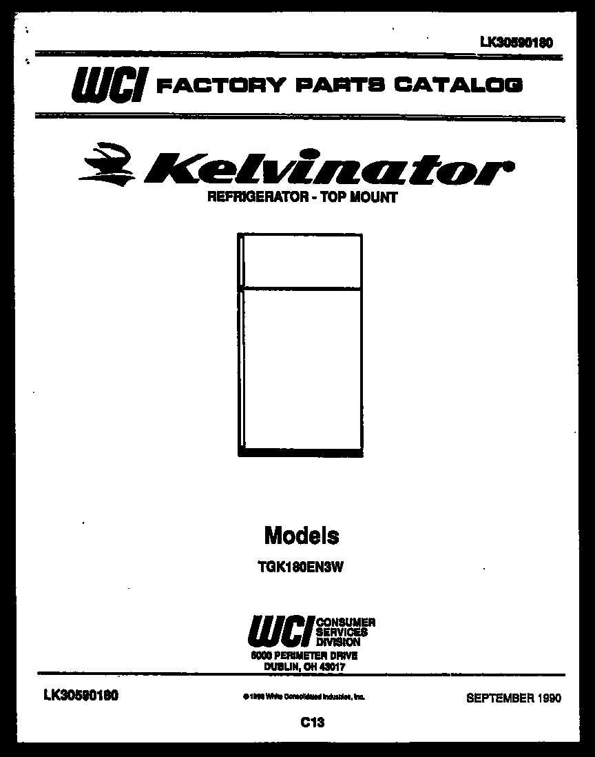 Kelvinator TGK180EN3V cover page diagram