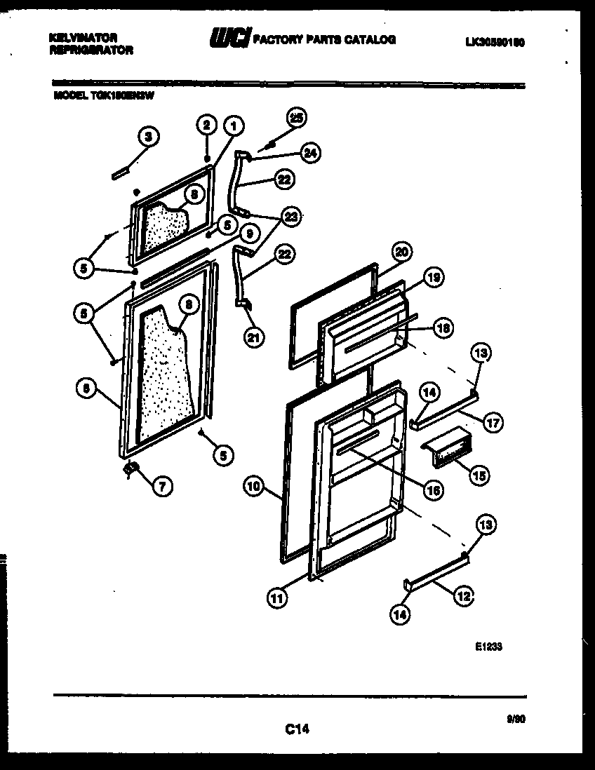 Kelvinator TGK180EN3V door parts diagram