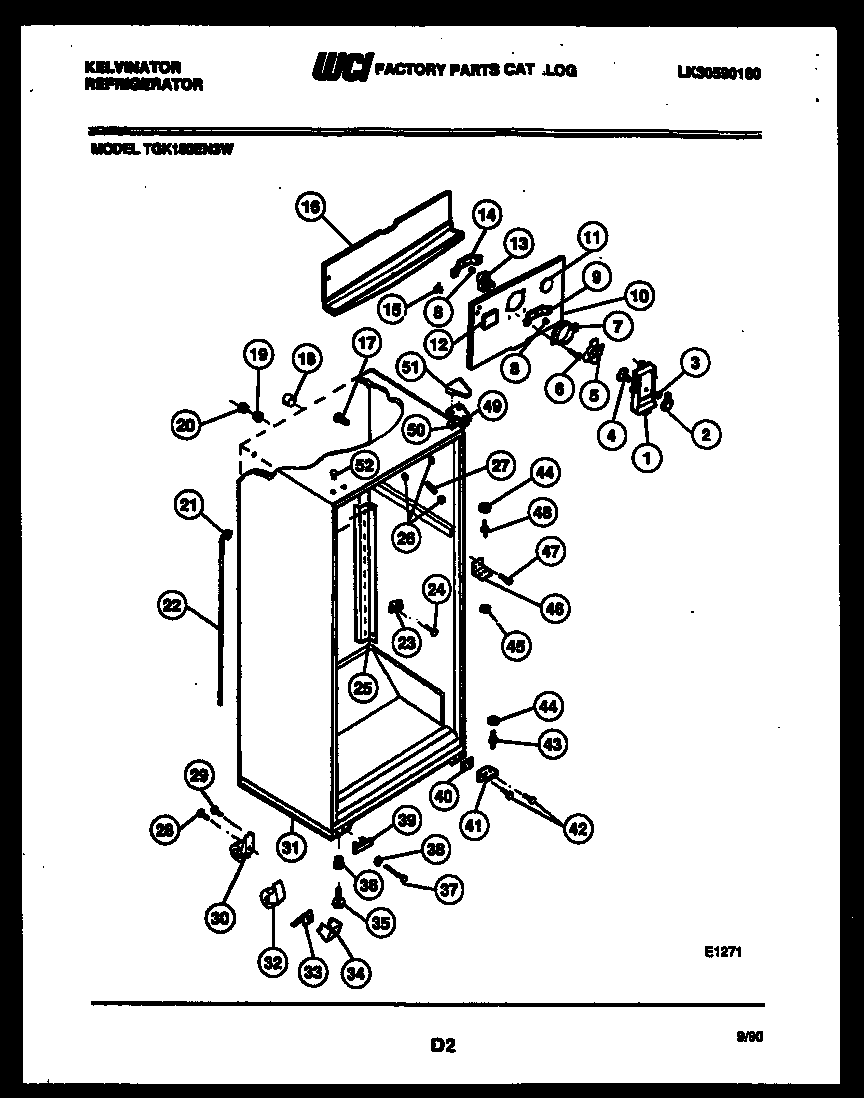 Kelvinator TGK180EN3V cabinet parts diagram
