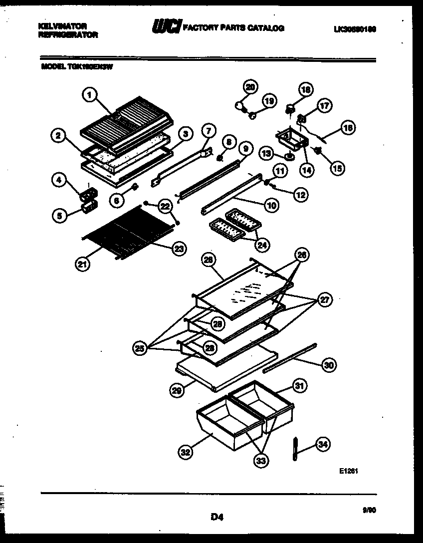 Kelvinator TGK180EN3V shelves and supports diagram