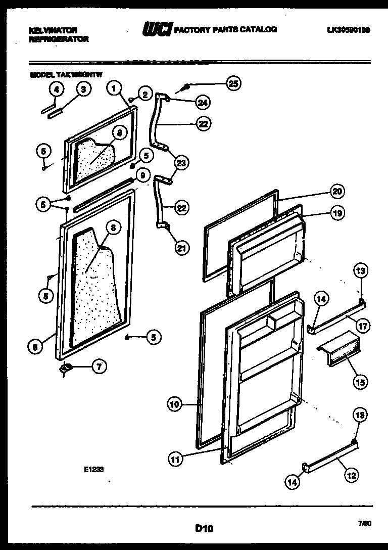 Kelvinator TAK190GN1W door parts diagram
