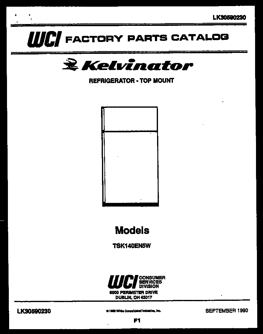 Kelvinator TSK140EN5T cover page diagram