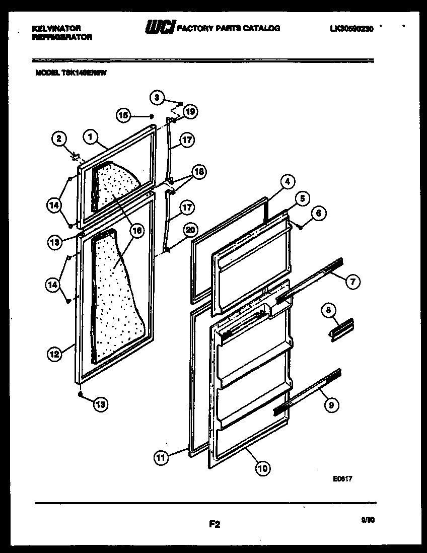 Kelvinator TSK140EN5T door parts diagram