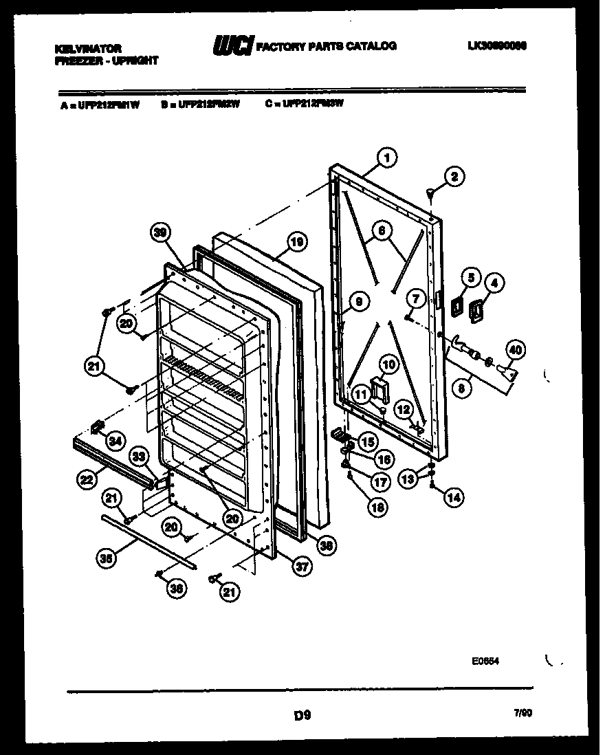 Kelvinator UFP212FM1W door parts diagram