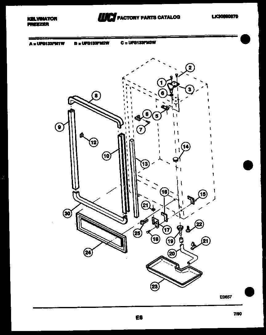 Kelvinator UFS133FM3W cabinet parts diagram