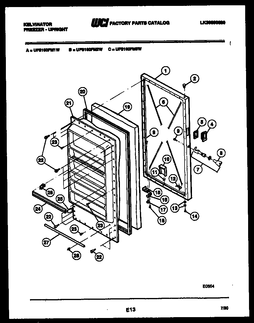 Kelvinator UFS160FM3W door parts diagram