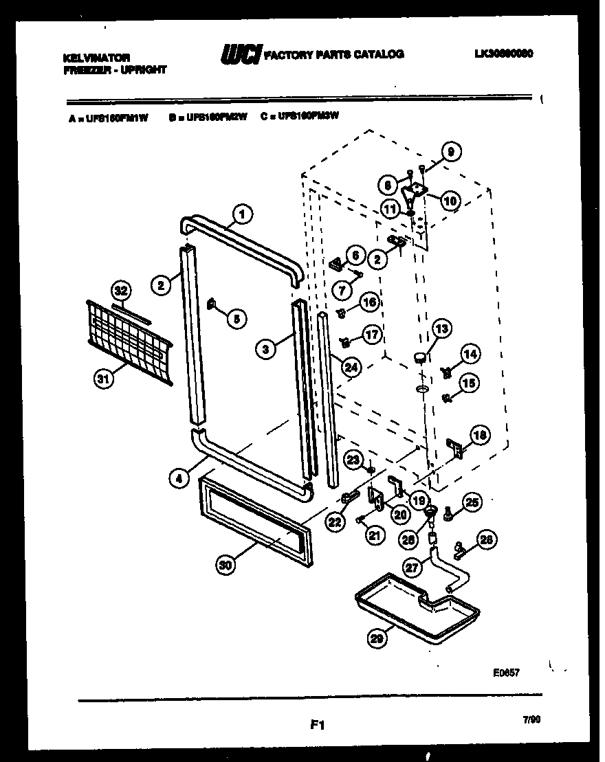 Kelvinator UFS160FM3W cabinet parts diagram