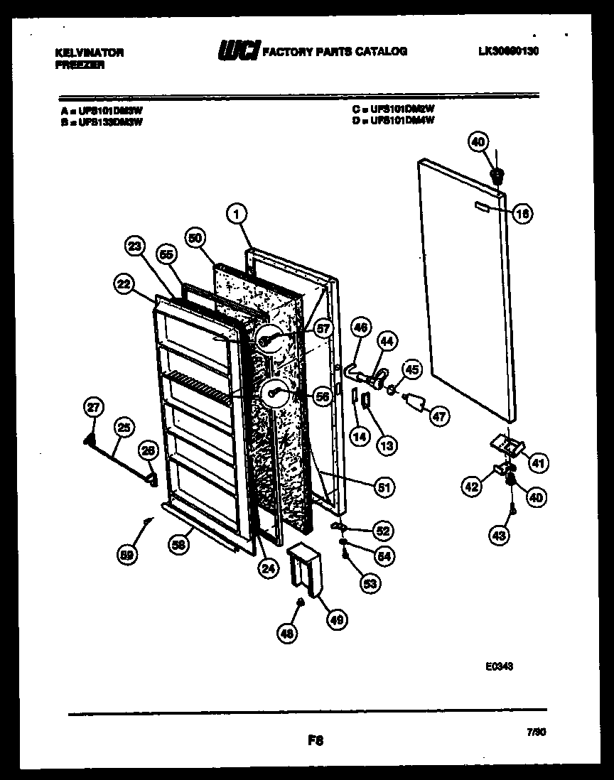 Kelvinator UFS101DM4W door parts diagram