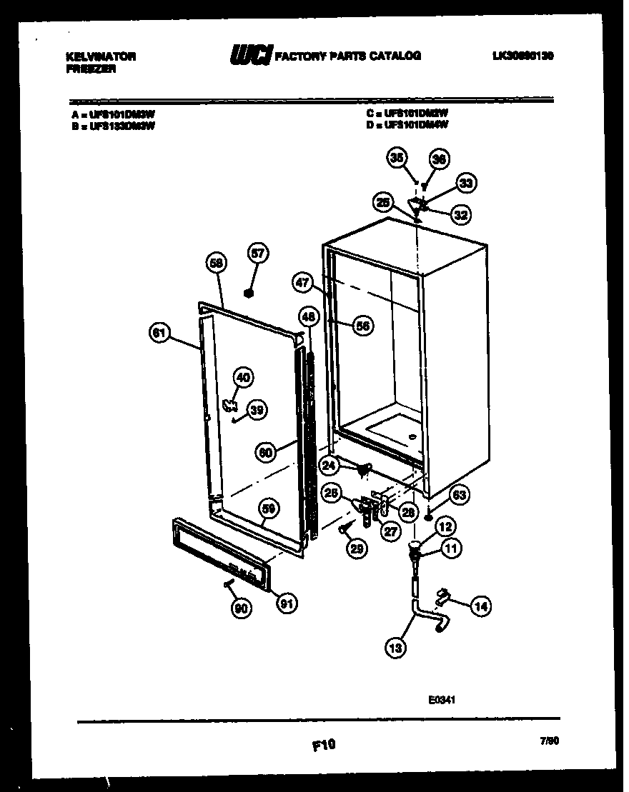 Kelvinator UFS101DM4W cabinet parts diagram