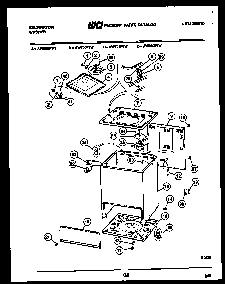 Kelvinator AW701F1W cabinet parts diagram