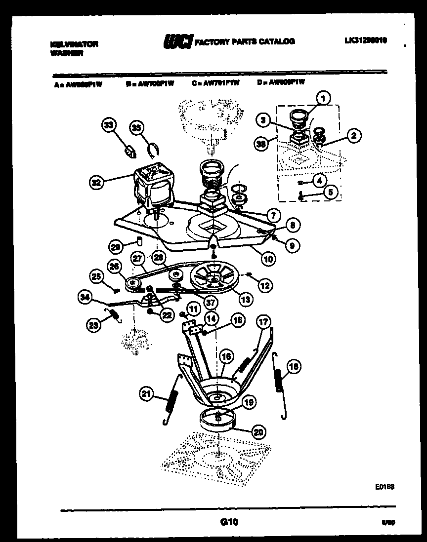 Kelvinator AW701F1W motor and idler arm clutch diagram