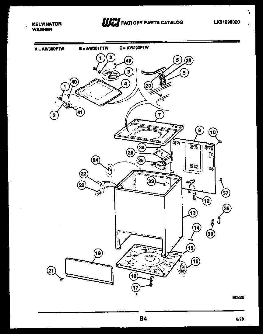 Kelvinator AW301F1T cabinet parts diagram