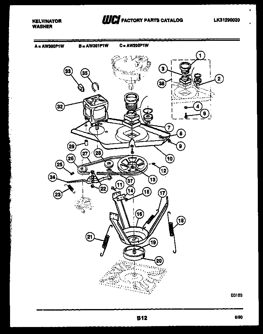 Kelvinator AW301F1T motor and idler arm clutch diagram