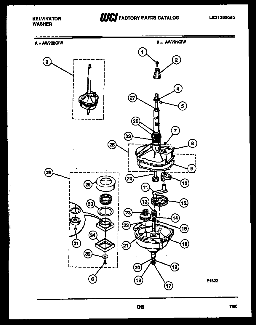 Kelvinator AW700G1W transmission parts diagram